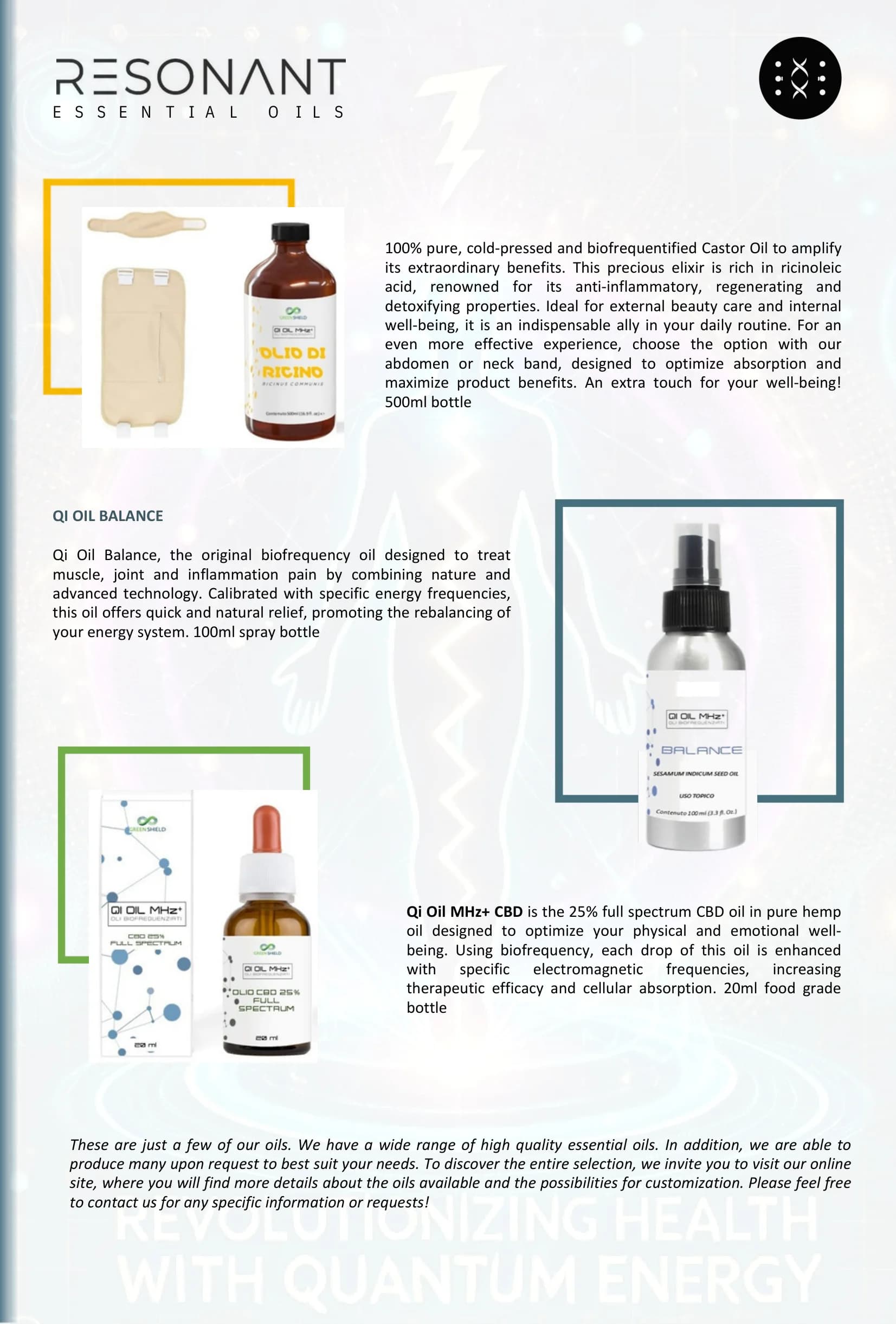 Bio Frequency Oils and Patches
